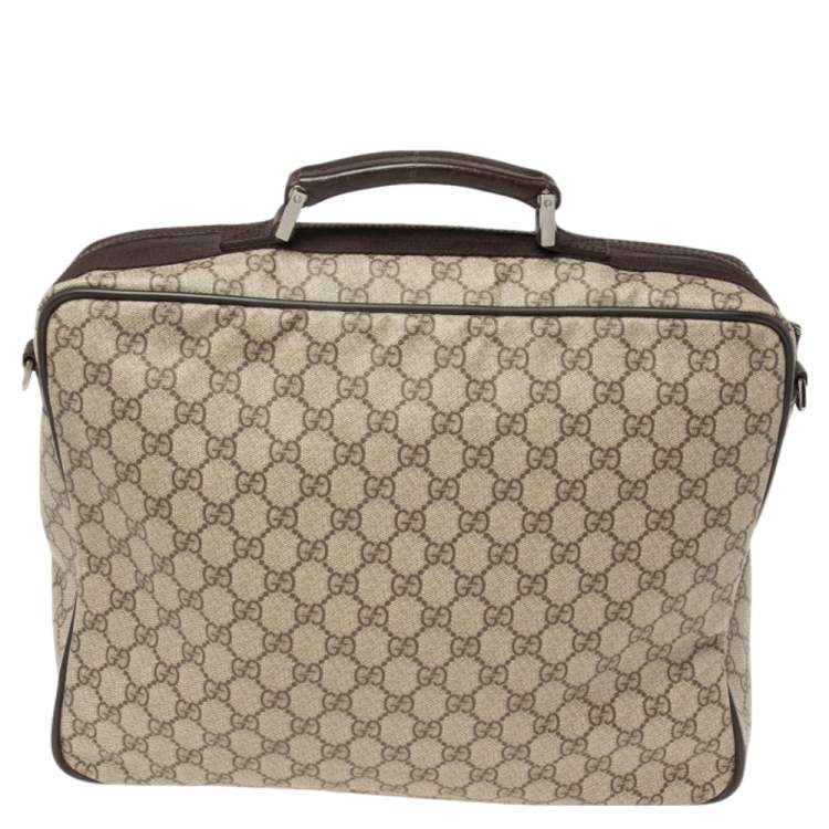 Pre Owned Gucci Beige/Brown GG Coated Canvas And Leather Medium Briefcase