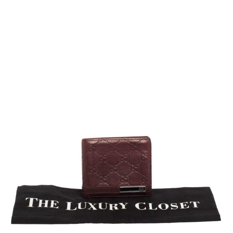 Pre Owned Gucci Red Guccissima Leather Bifold Wallet