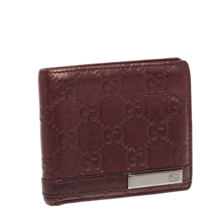 Pre Owned Gucci Red Guccissima Leather Bifold Wallet