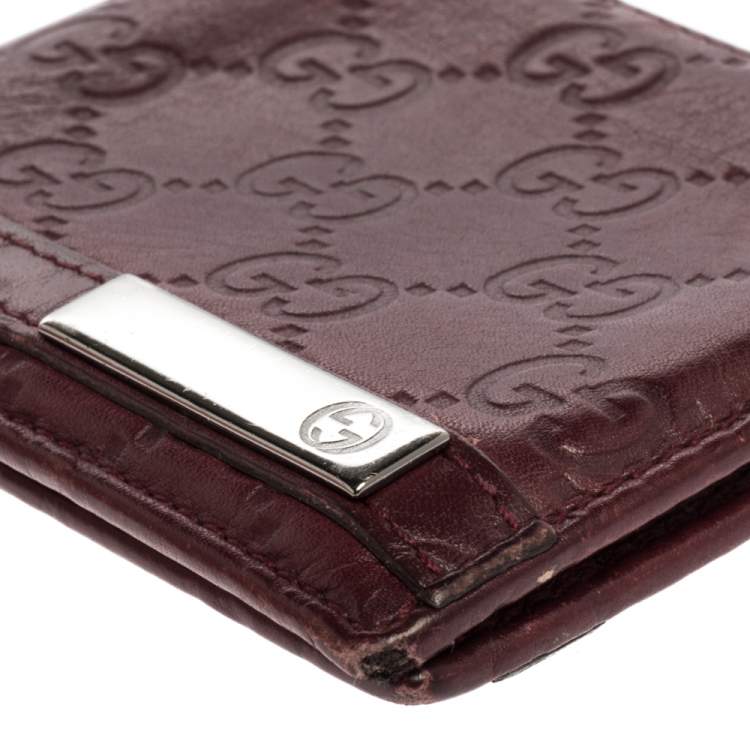Pre Owned Gucci Red Guccissima Leather Bifold Wallet