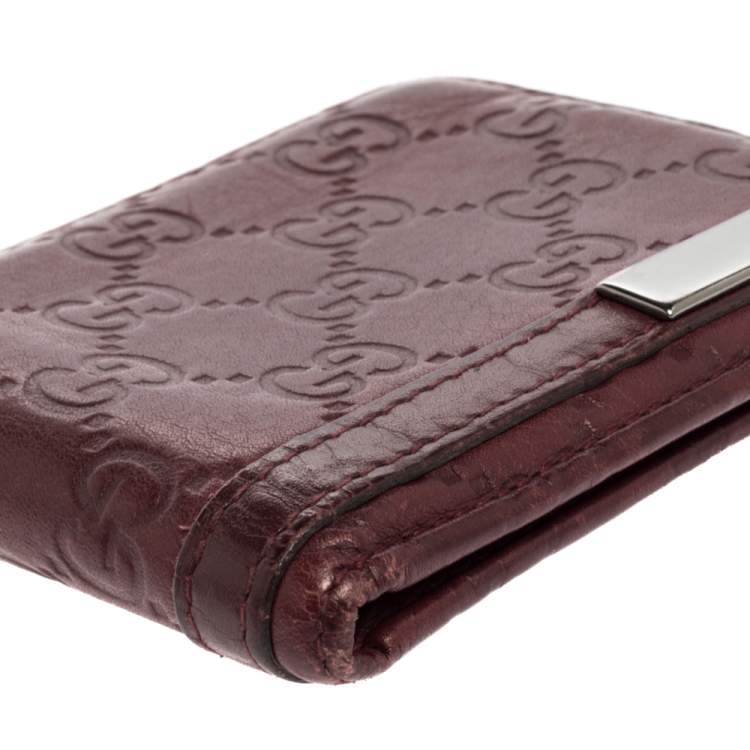 Pre Owned Gucci Red Guccissima Leather Bifold Wallet