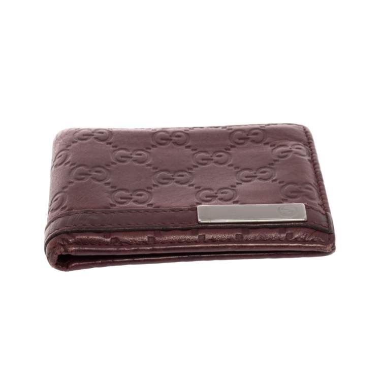 Pre Owned Gucci Red Guccissima Leather Bifold Wallet