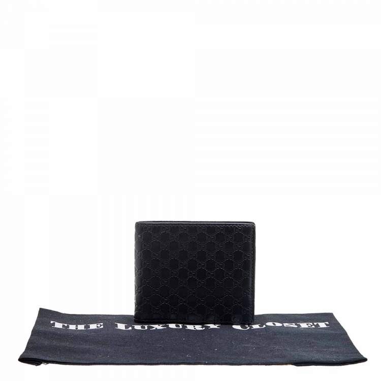 Pre Owned Gucci Black Microguccissima Leather Money Clip Bifold Wallet