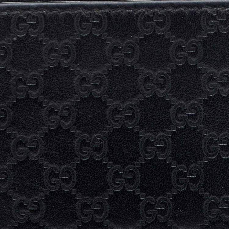 Pre Owned Gucci Black Microguccissima Leather Money Clip Bifold Wallet