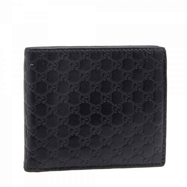 Pre Owned Gucci Black Microguccissima Leather Money Clip Bifold Wallet