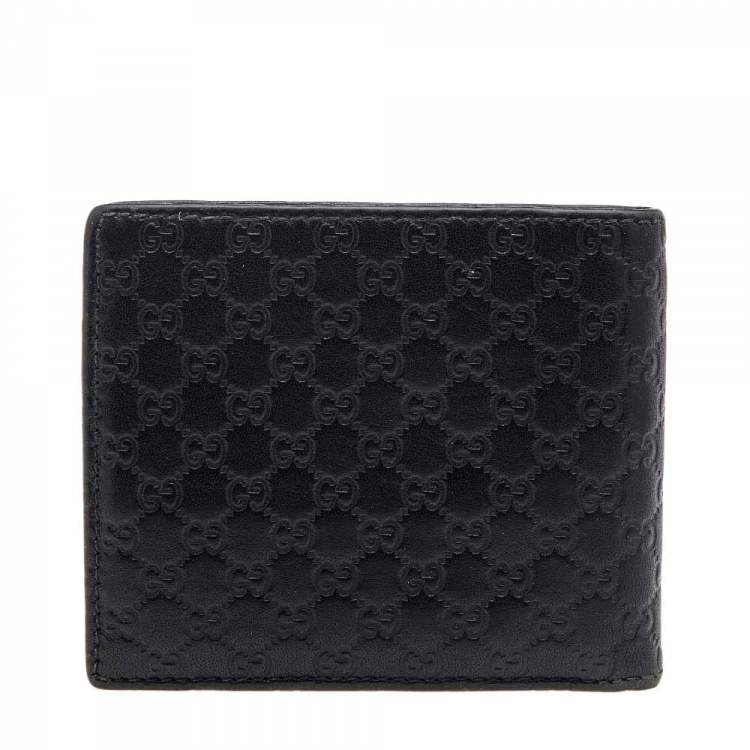 Pre Owned Gucci Black Microguccissima Leather Money Clip Bifold Wallet