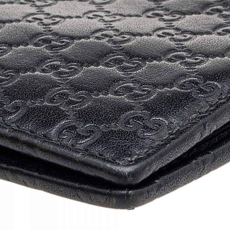 Pre Owned Gucci Black Microguccissima Leather Money Clip Bifold Wallet