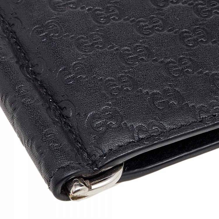 Pre Owned Gucci Black Microguccissima Leather Money Clip Wallet