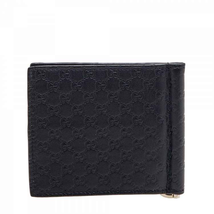 Pre Owned Gucci Black Microguccissima Leather Money Clip Wallet