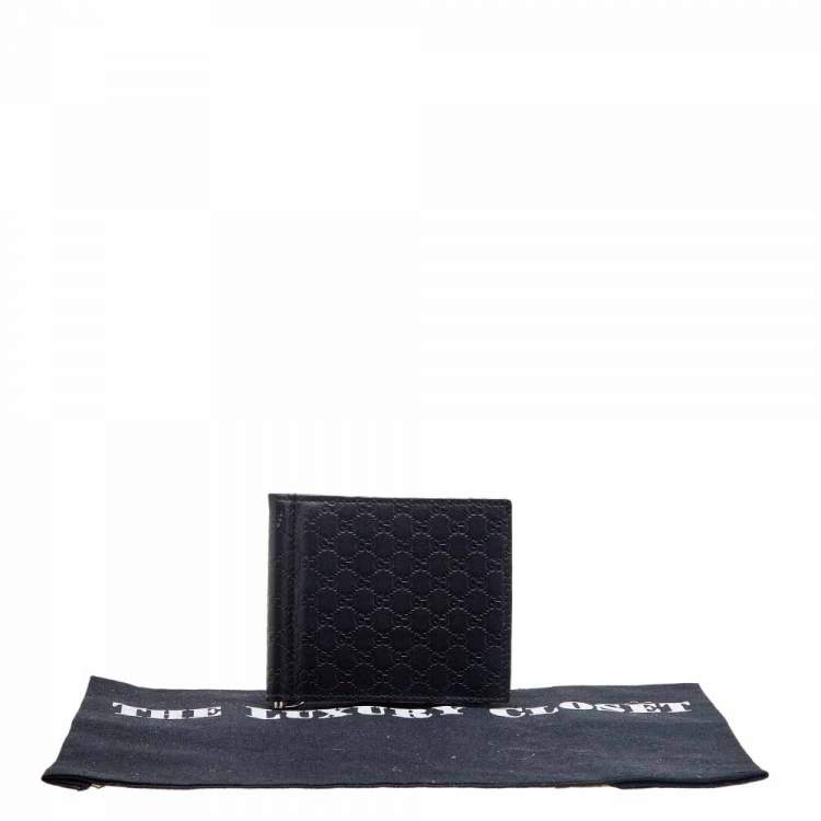 Pre Owned Gucci Black Microguccissima Leather Money Clip Wallet