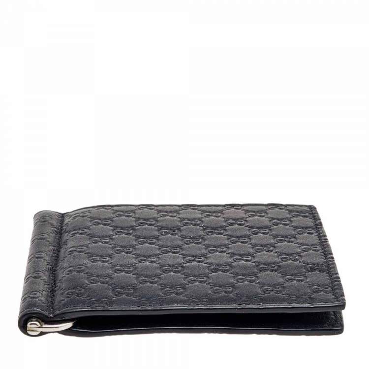 Pre Owned Gucci Black Microguccissima Leather Money Clip Wallet