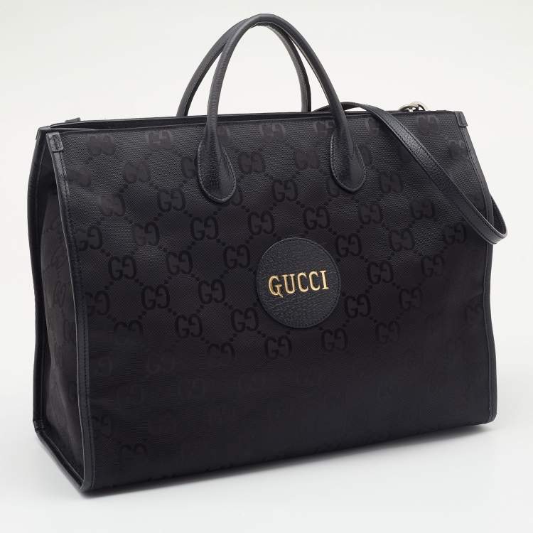 Pre Owned Gucci Black GG Nylon And Leather GG Off the Grid Tote