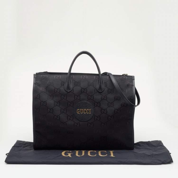 Pre Owned Gucci Black GG Nylon And Leather GG Off the Grid Tote