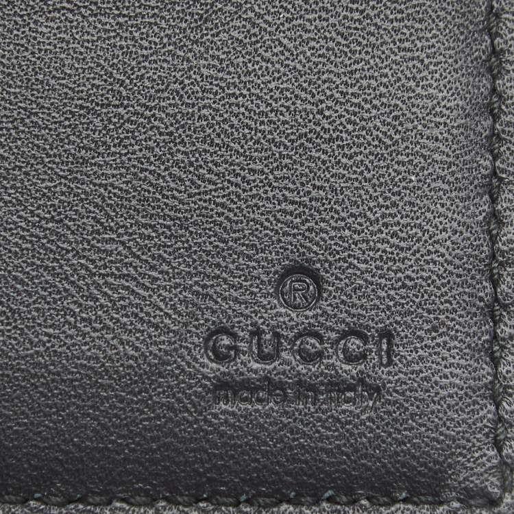 Pre Owned Gucci Black Leather Web Elastic Wallet
