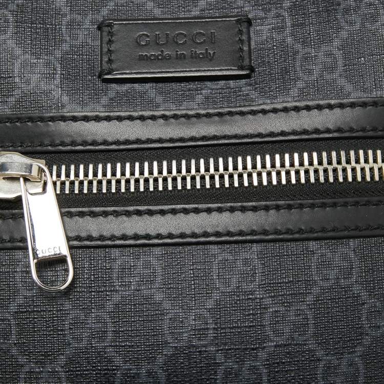 Pre Owned Gucci Black GG Supreme Canvas and Leather Small Messenger Bag