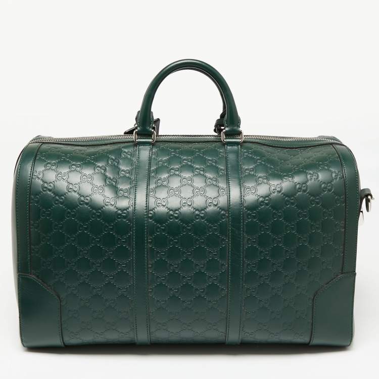 مملوكة مسبقًا Gucci Green Guccissima Leather Duffel Bag