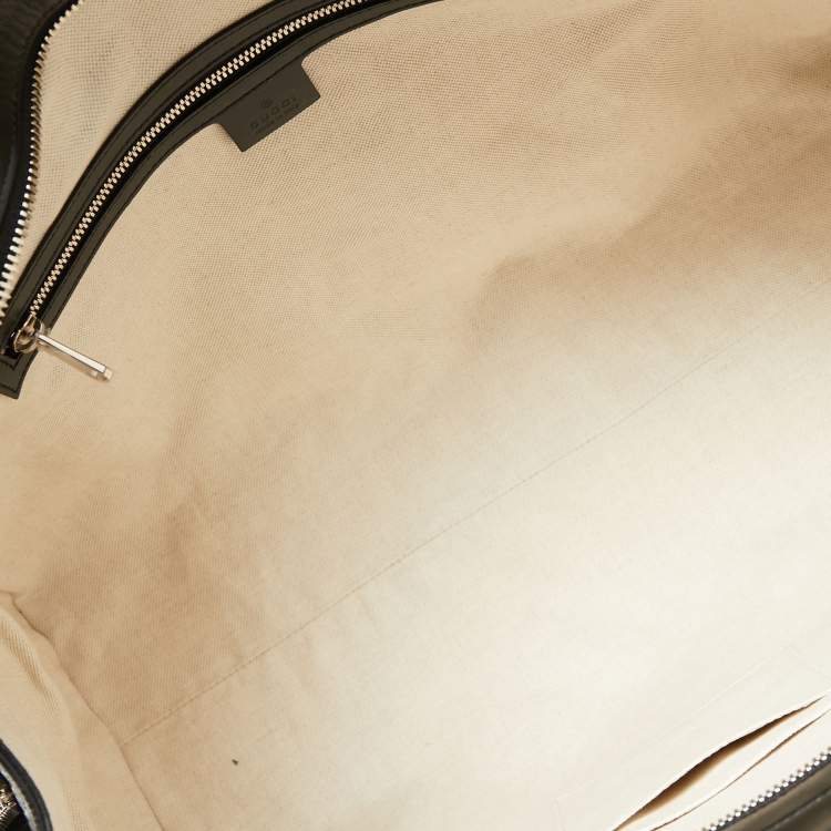 Pre Owned Gucci Black Perforated GG Embossed Leather Tote