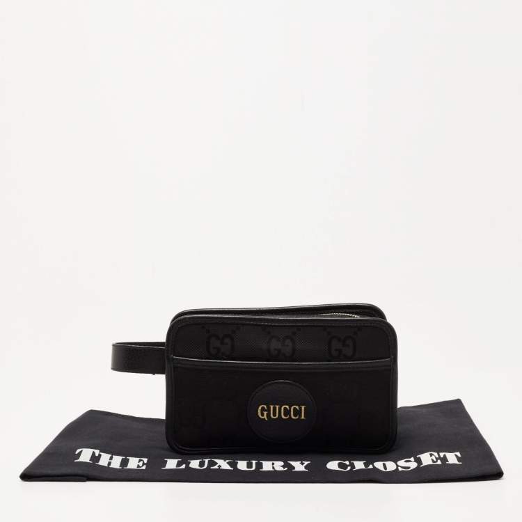 Pre Owned Gucci Black GG Nylon and Leather Off the Grid Wash Bag