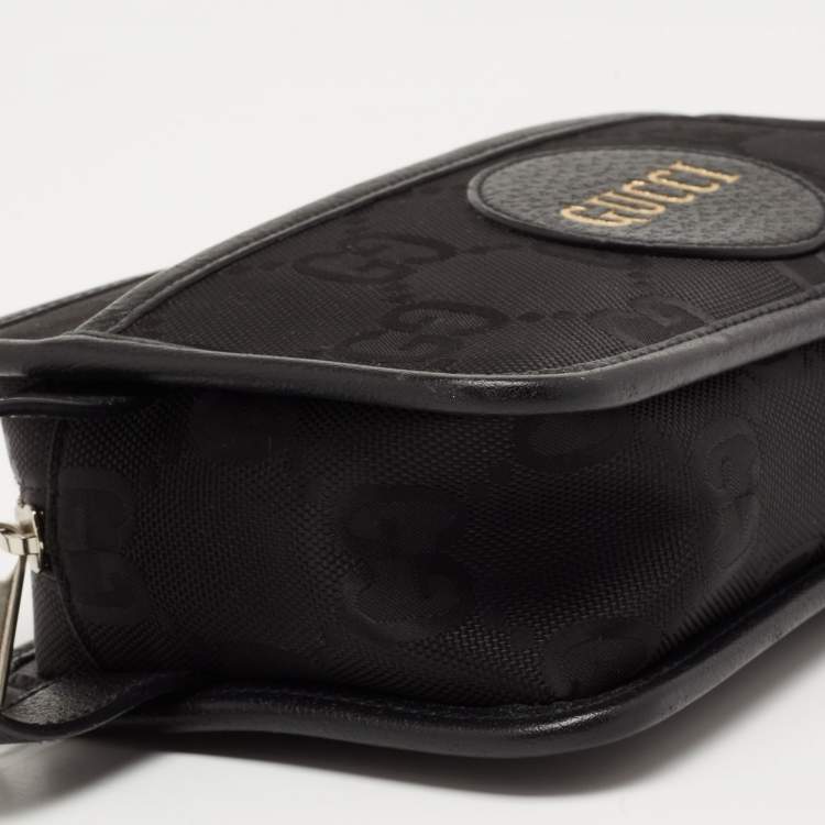 Pre Owned Gucci Black GG Nylon and Leather Off the Grid Wash Bag