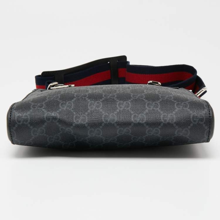 Pre Owned Gucci Black GG Supreme Canvas And Leather Small Messenger Bag
