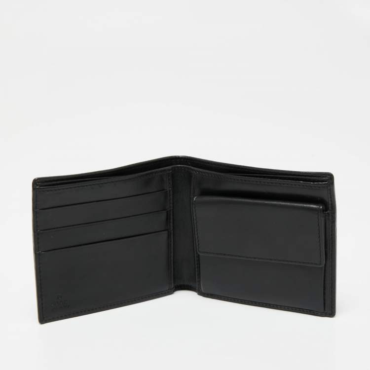 Pre Owned Gucci Black GG Canvas and Leather Wed Bifold Wallet