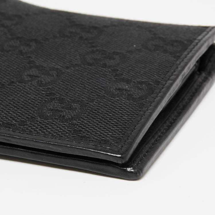 Pre Owned Gucci Black GG Canvas and Leather Wed Bifold Wallet