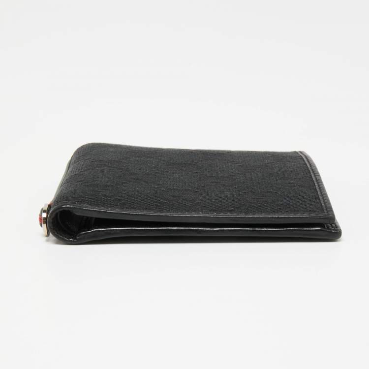 Pre Owned Gucci Black GG Canvas and Leather Wed Bifold Wallet