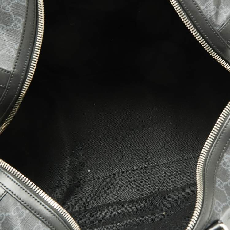 Pre Owned Gucci Black GG Supreme Canvas And Leather Large Carry On Duffel Bag