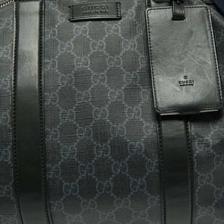 Pre Owned Gucci Black GG Supreme Canvas And Leather Large Carry On Duffel Bag