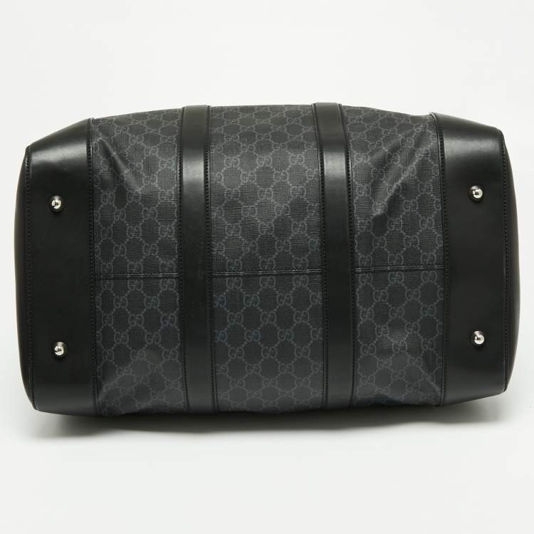Pre Owned Gucci Black GG Supreme Canvas And Leather Large Carry On Duffel Bag
