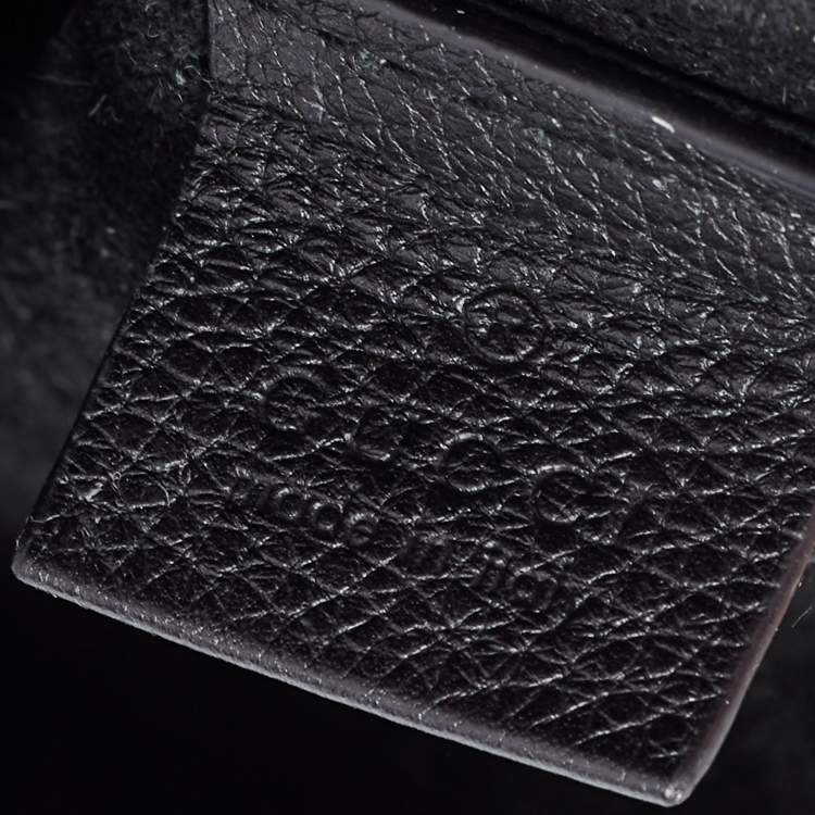 Pre Owned Gucci Black Leather Logo Print Zip Pouch