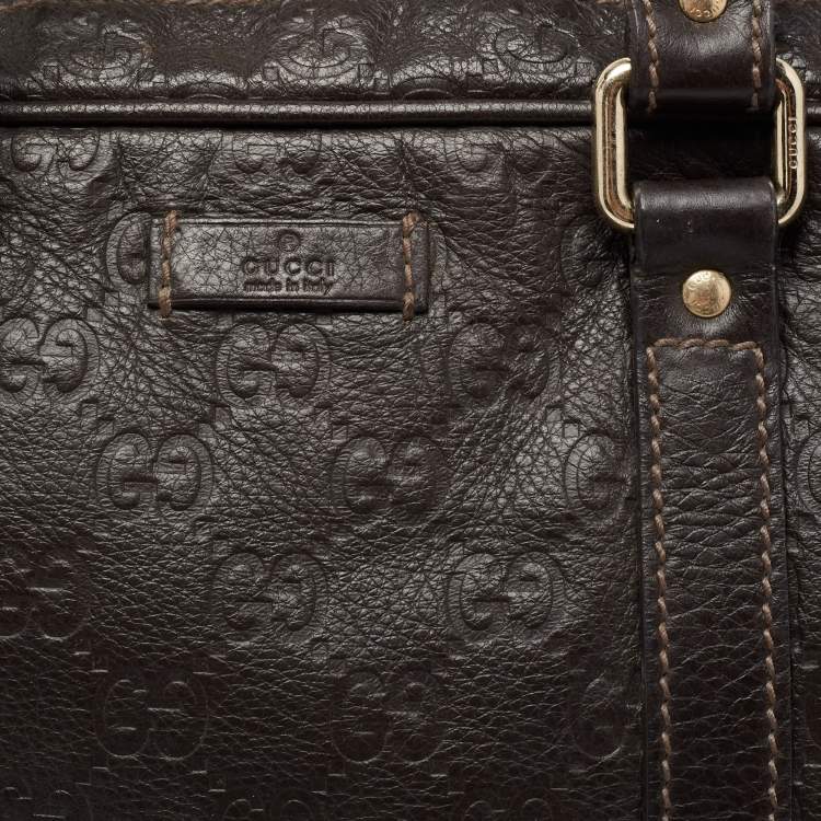 Pre Owned Gucci Dark Brown Guccissima Leather Briefcase Bag