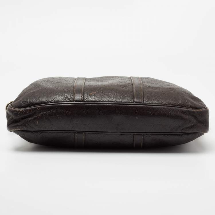 Pre Owned Gucci Dark Brown Guccissima Leather Briefcase Bag
