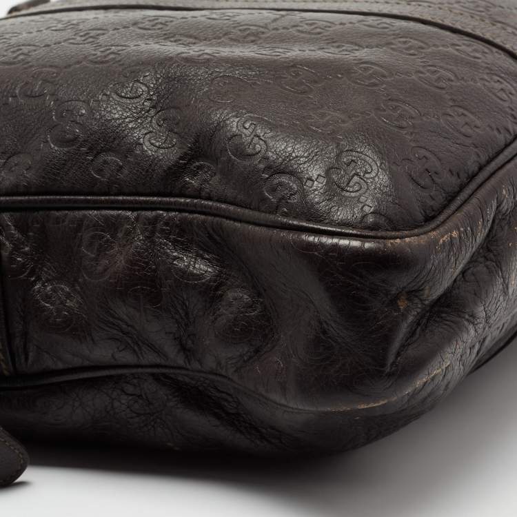 Pre Owned Gucci Dark Brown Guccissima Leather Briefcase Bag