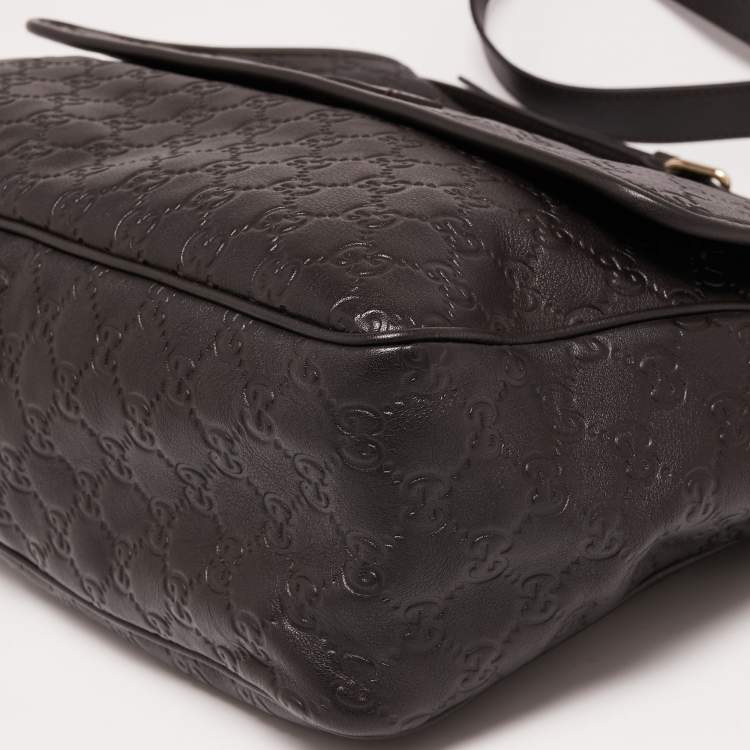 مملوكة مسبقًا Gucci Dark Brown Guccissima Leather Messenger Bag