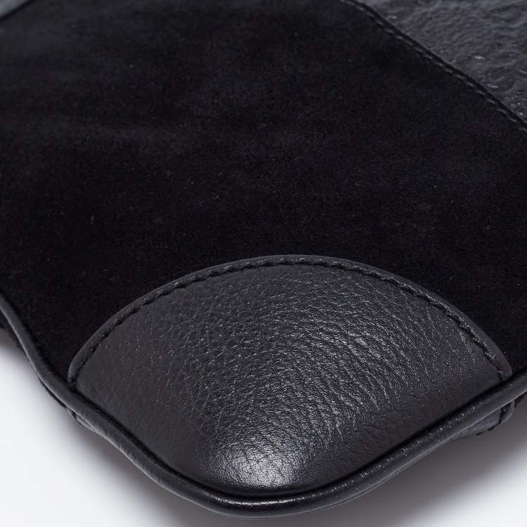 Pre Owned Gucci Black Suede and Guccissima Leather Messenger Bag
