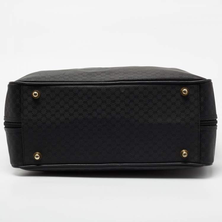 Pre Owned Gucci Black GG Supreme Canvas Vintage Web Travel Bag