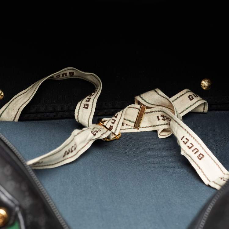 Pre Owned Gucci Black GG Supreme Canvas Vintage Web Travel Bag