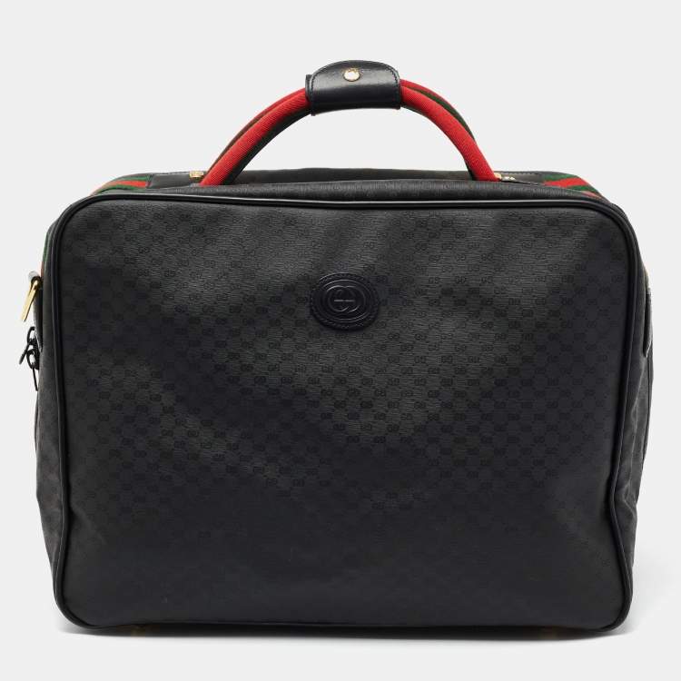Pre Owned Gucci Black GG Supreme Canvas Vintage Web Travel Bag