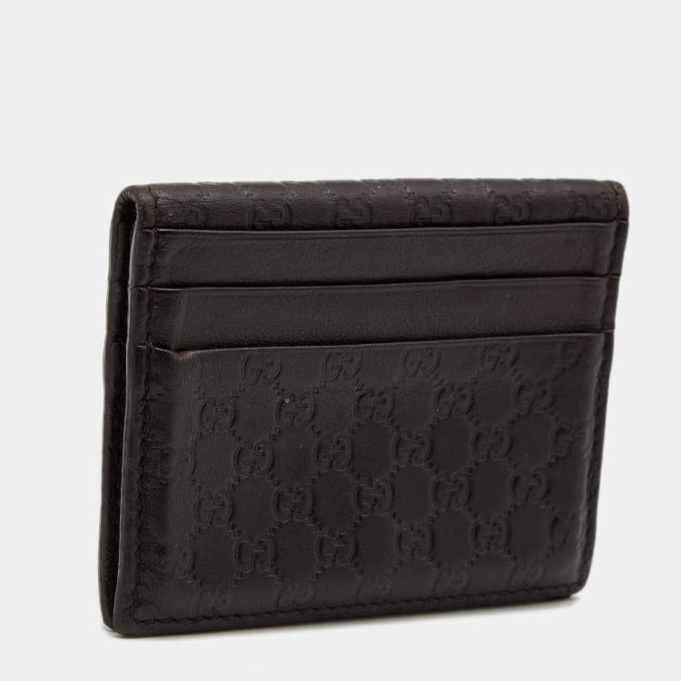 Pre Owned Gucci Brown Guccissima Leather Bifold Card Case
