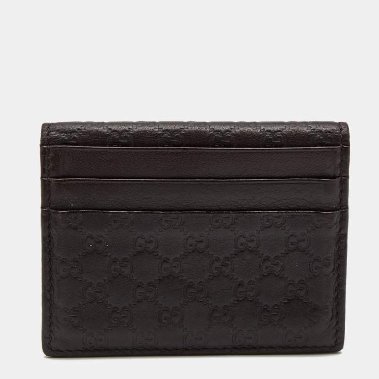 Pre Owned Gucci Brown Guccissima Leather Bifold Card Case