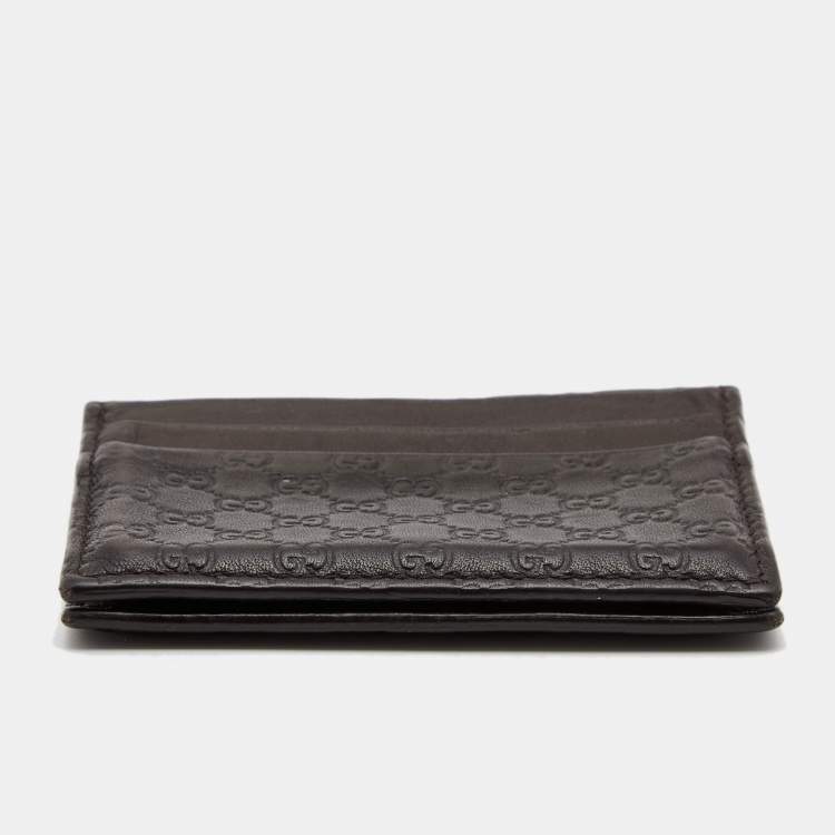 Pre Owned Gucci Brown Guccissima Leather Bifold Card Case