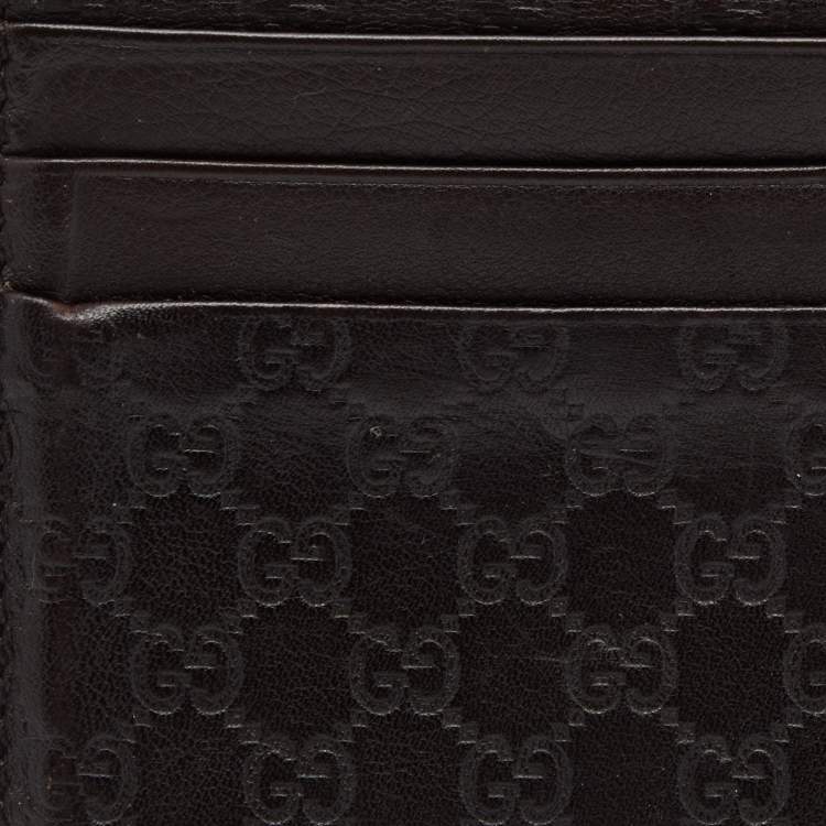 Pre Owned Gucci Brown Guccissima Leather Bifold Card Case