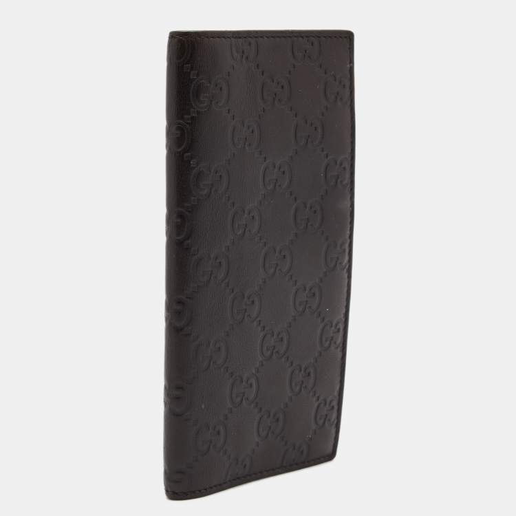 Pre Owned Gucci Dark Brown Guccissima Leather Bifold Wallet