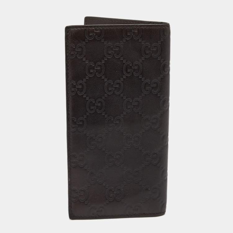 Pre Owned Gucci Dark Brown Guccissima Leather Bifold Wallet