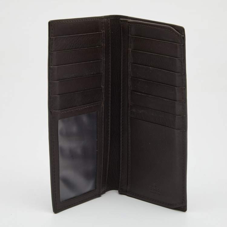 Pre Owned Gucci Dark Brown Guccissima Leather Bifold Wallet