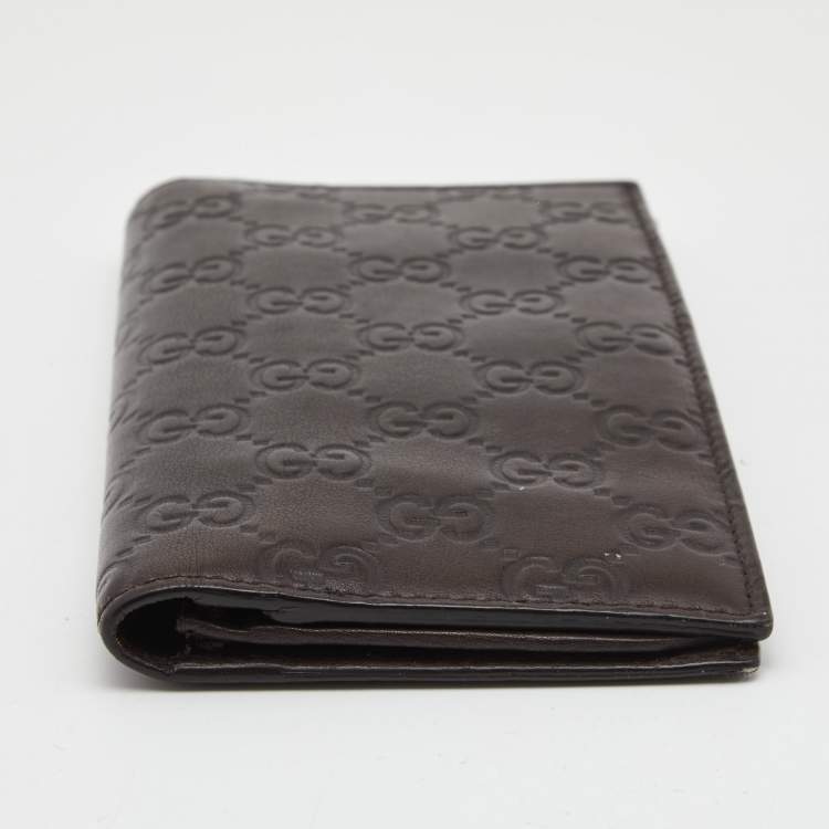 Pre Owned Gucci Dark Brown Guccissima Leather Bifold Wallet