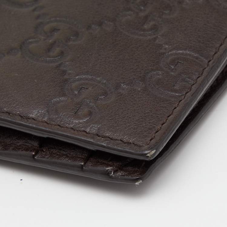 Pre Owned Gucci Dark Brown Guccissima Leather Bifold Wallet