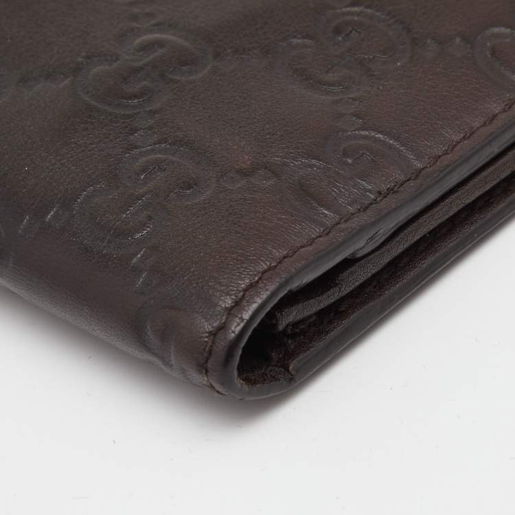 Pre Owned Gucci Dark Brown Guccissima Leather Bifold Wallet