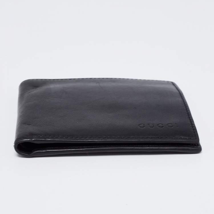Pre Owned Gucci Black Leather Bifold Wallet 